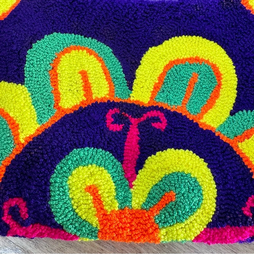 Colombian Wayuu Purple Butterfly Flowers Handmade Purse Bag & Coin Purse Artisan